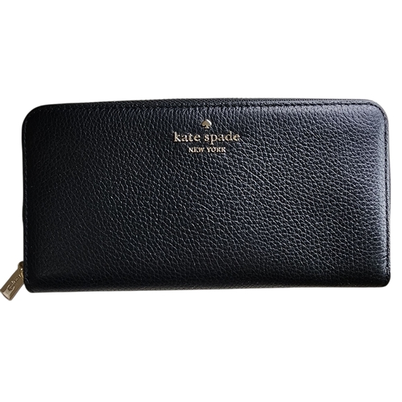 NWT Kate Spade Black Leather Zip-Around Wallet - Picture 1 of 10